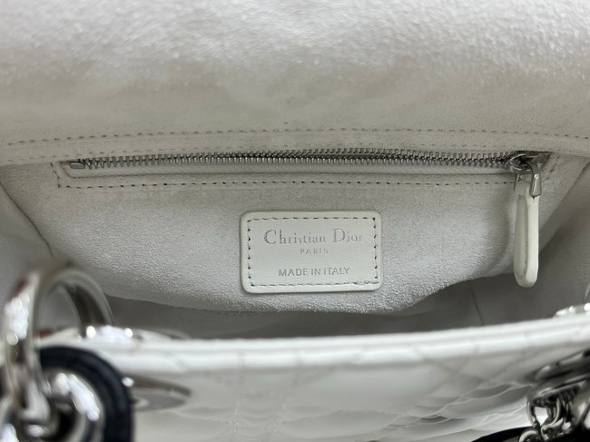 Small Lady Dior Bag with Strap Cannage Lambskin M0531OU Latte and Black