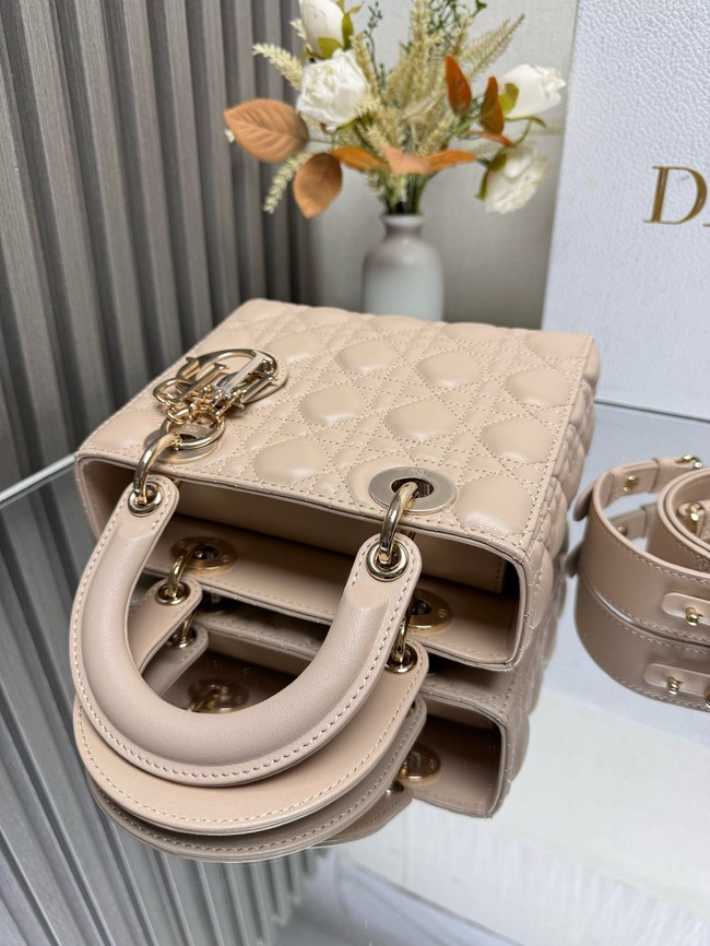 Small Lady Dior Bag with Strap Cannage Lambskin M0531OU Rose Lingerie