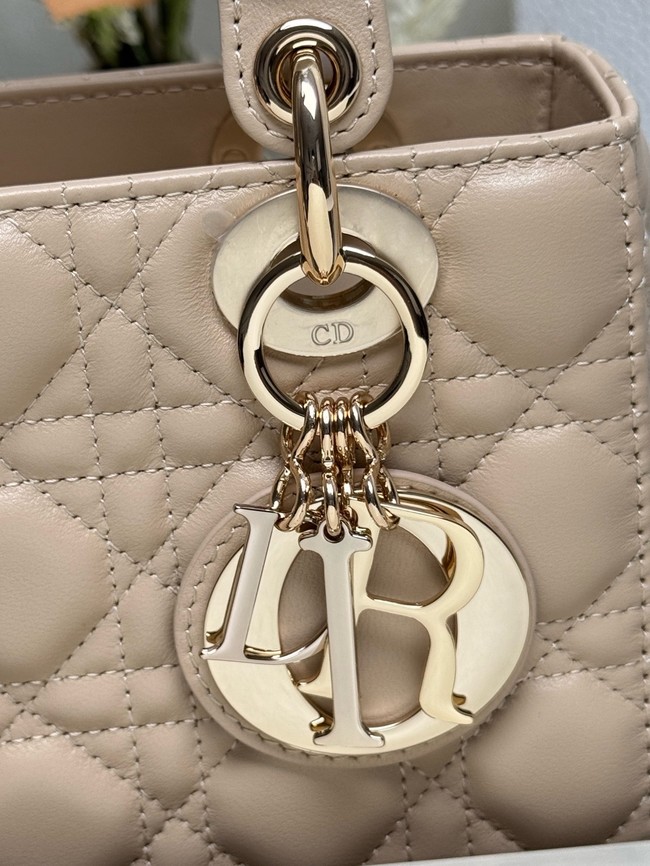 Small Lady Dior Bag with Strap Cannage Lambskin M0531OU Rose Lingerie