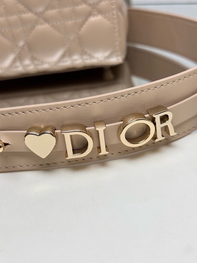 Small Lady Dior Bag with Strap Cannage Lambskin M0531OU Rose Lingerie