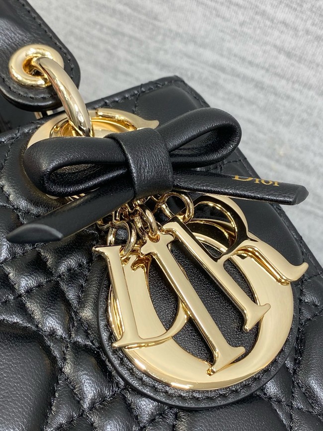 Small Lady Dior Bag with Strap Cannage Lambskin M0531OU black