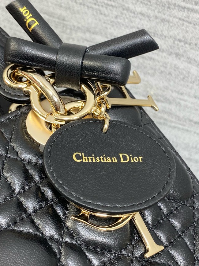 Small Lady Dior Bag with Strap Cannage Lambskin M0531OU black