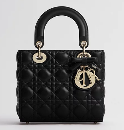 Small Lady Dior Bag with Strap Cannage Lambskin M0531OU black