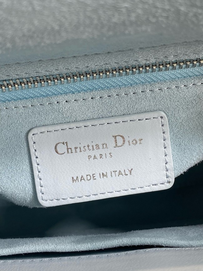 Small Lady Dior Bag with Strap Cannage Lambskin M0531OU ice blue