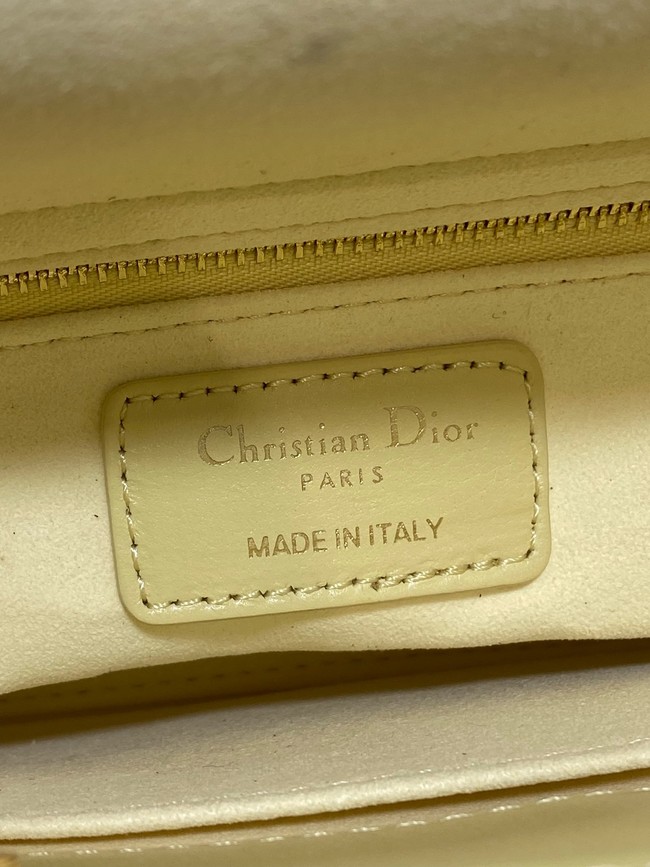 Small Lady Dior Bag with Strap Cannage Lambskin M0555OU yellow