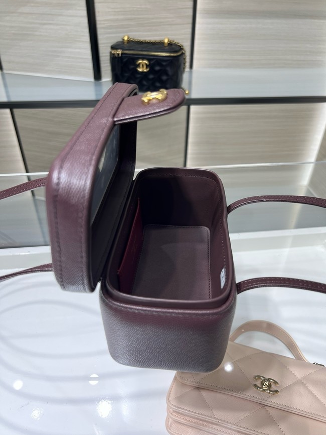 CHANEL Long Vanity with Leather Strap AP5067 Dark Burgundy