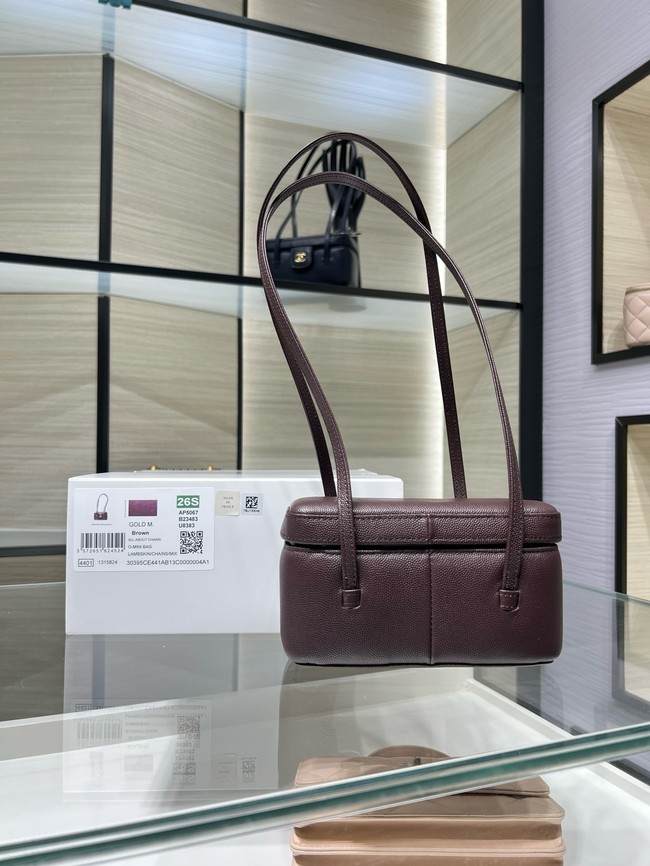 CHANEL Long Vanity with Leather Strap AP5067 Dark Burgundy