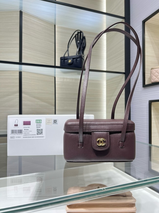 CHANEL Long Vanity with Leather Strap AP5067 Dark Burgundy