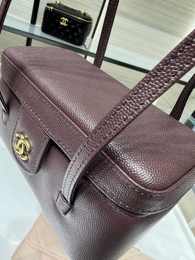 CHANEL Long Vanity with Leather Strap AP5067 Dark Burgundy