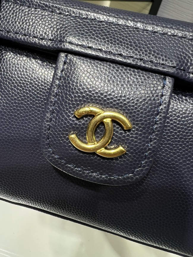 CHANEL Long Vanity with Leather Strap AP5067 dark blue