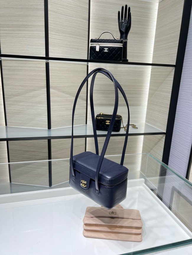CHANEL Long Vanity with Leather Strap AP5067 dark blue