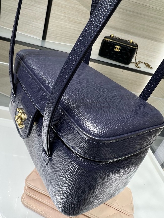CHANEL Long Vanity with Leather Strap AP5067 dark blue