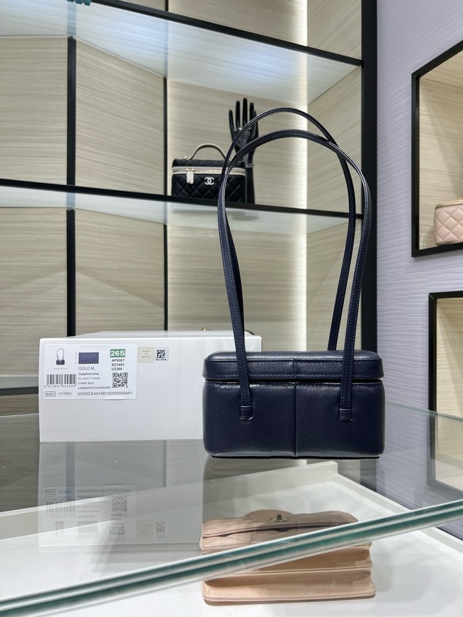 CHANEL Long Vanity with Leather Strap AP5067 dark blue