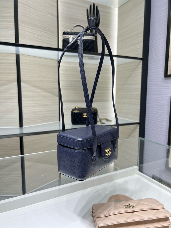 CHANEL Long Vanity with Leather Strap AP5067 dark blue