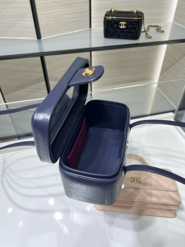 CHANEL Long Vanity with Leather Strap AP5067 dark blue