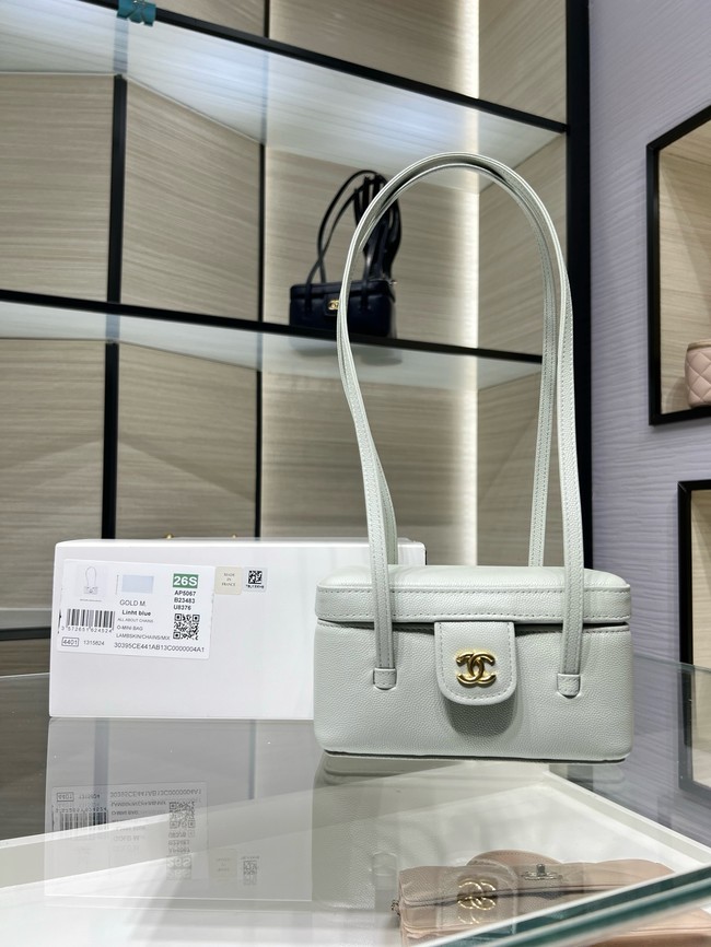 CHANEL Long Vanity with Leather Strap AP5067 light gray
