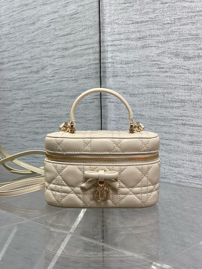 Dior Caro Mini Vanity Case Macrocannage Lambskin S5198UD Beige