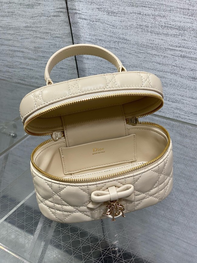 Dior Caro Mini Vanity Case Macrocannage Lambskin S5198UD Beige