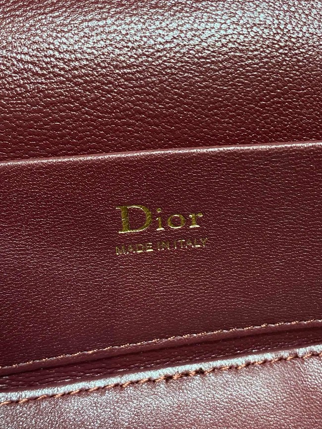 Dior Caro Mini Vanity Case Macrocannage Lambskin S5198UD Hermitage Red