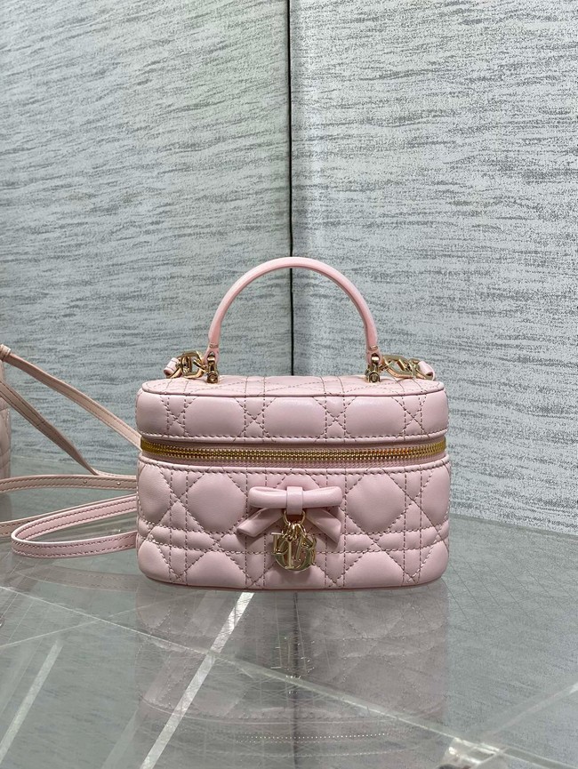 Dior Caro Mini Vanity Case Macrocannage Lambskin S5198UD Pink