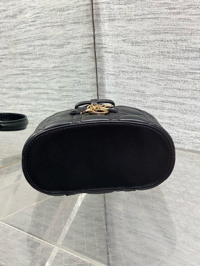 Dior Caro Mini Vanity Case Macrocannage Lambskin S5198UD black