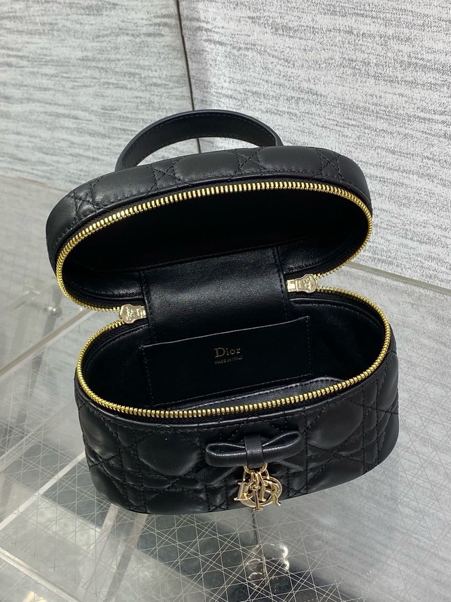 Dior Caro Mini Vanity Case Macrocannage Lambskin S5198UD black