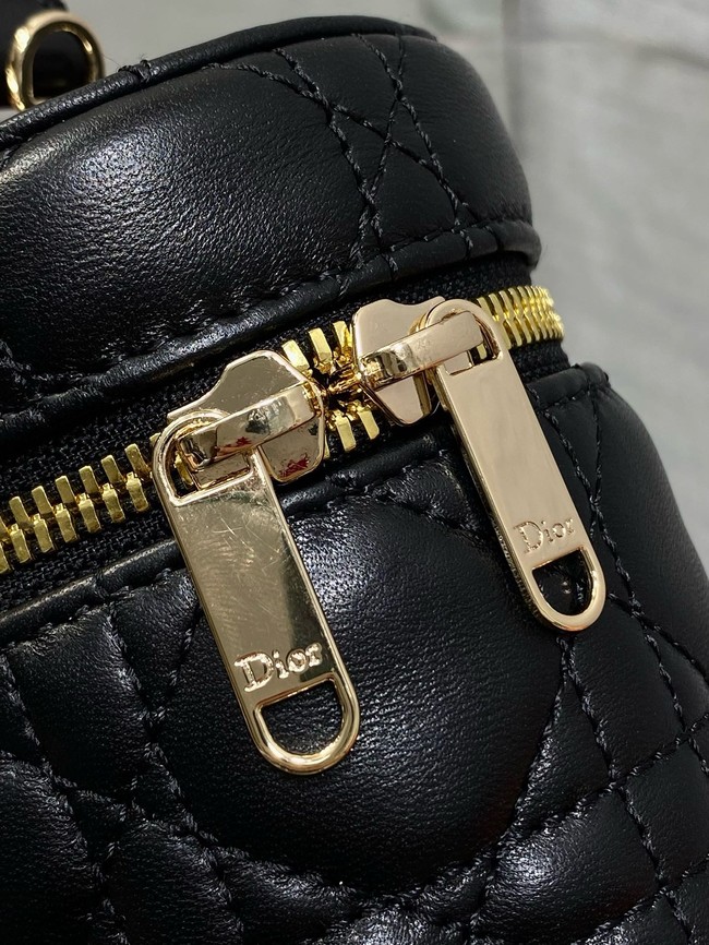 Dior Caro Mini Vanity Case Macrocannage Lambskin S5198UD black