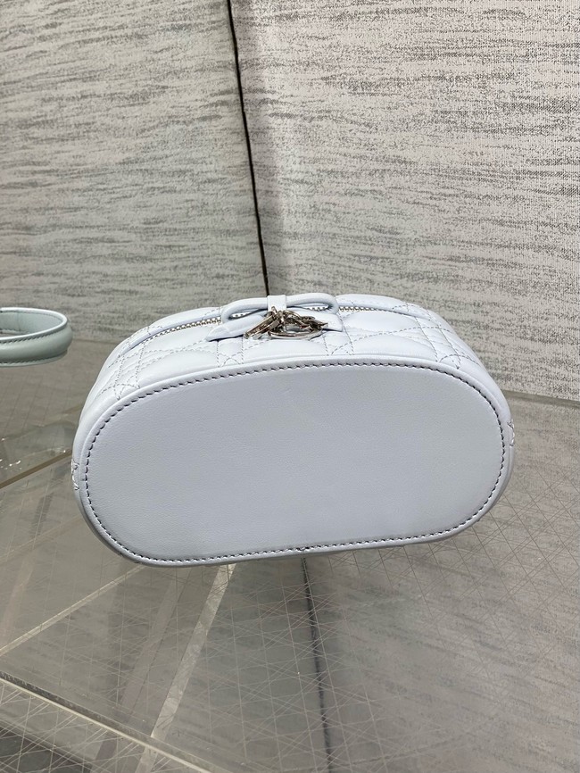 Dior Caro Mini Vanity Case Macrocannage Lambskin S5198UD ice blue