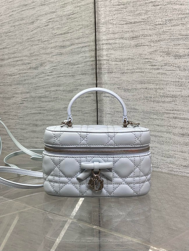 Dior Caro Mini Vanity Case Macrocannage Lambskin S5198UD ice blue