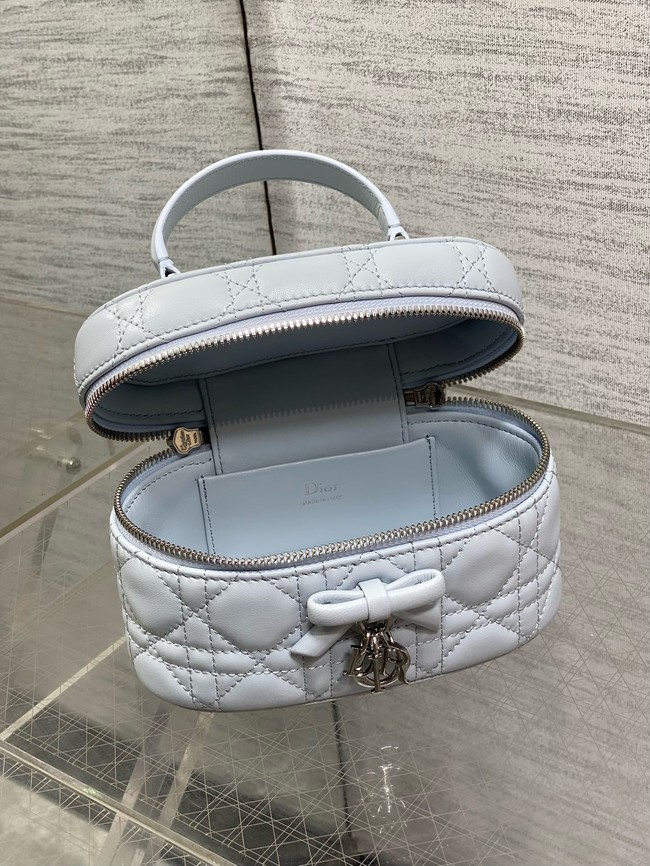 Dior Caro Mini Vanity Case Macrocannage Lambskin S5198UD ice blue