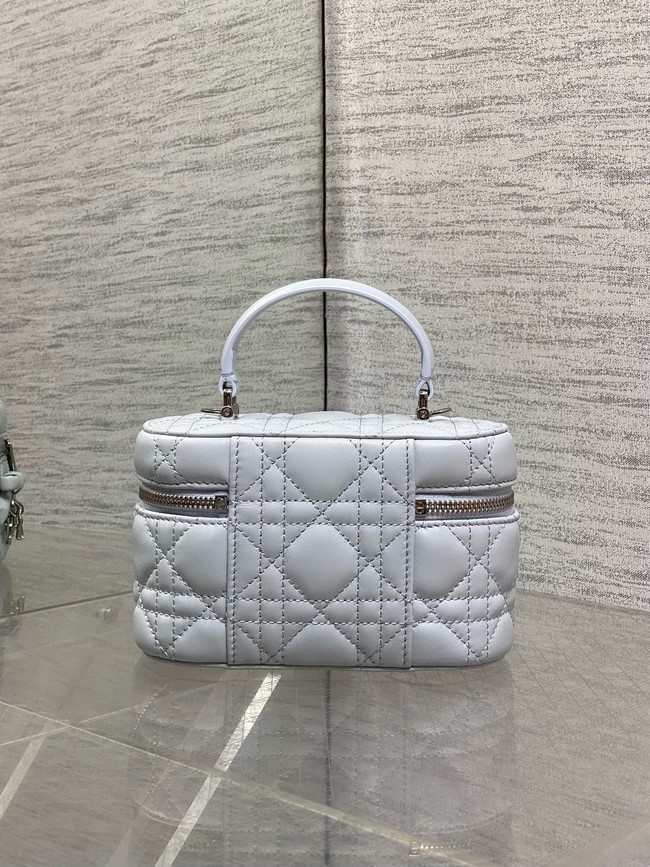 Dior Caro Mini Vanity Case Macrocannage Lambskin S5198UD ice blue