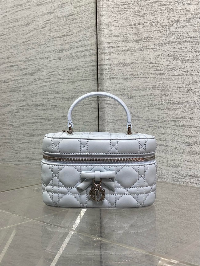 Dior Caro Mini Vanity Case Macrocannage Lambskin S5198UD ice blue