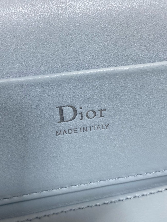 Dior Caro Mini Vanity Case Macrocannage Lambskin S5198UD ice blue