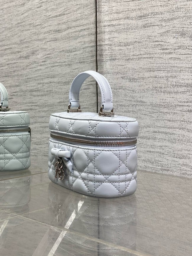 Dior Caro Mini Vanity Case Macrocannage Lambskin S5198UD ice blue