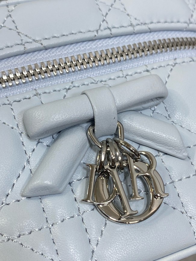 Dior Caro Mini Vanity Case Macrocannage Lambskin S5198UD ice blue