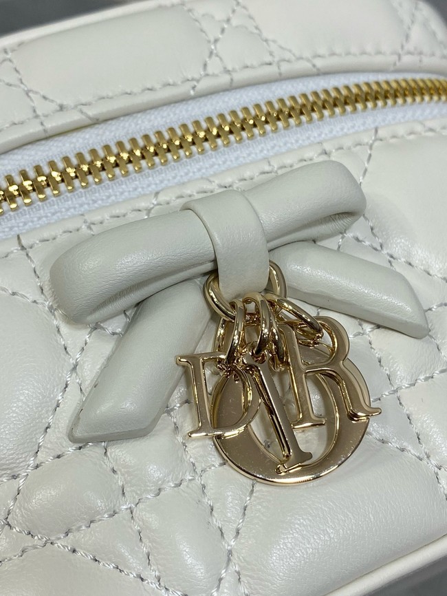 Dior Caro Mini Vanity Case Macrocannage Lambskin S5198UD Latte