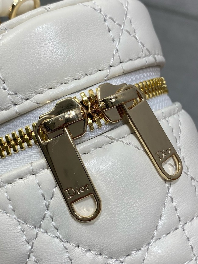 Dior Caro Mini Vanity Case Macrocannage Lambskin S5198UD Latte