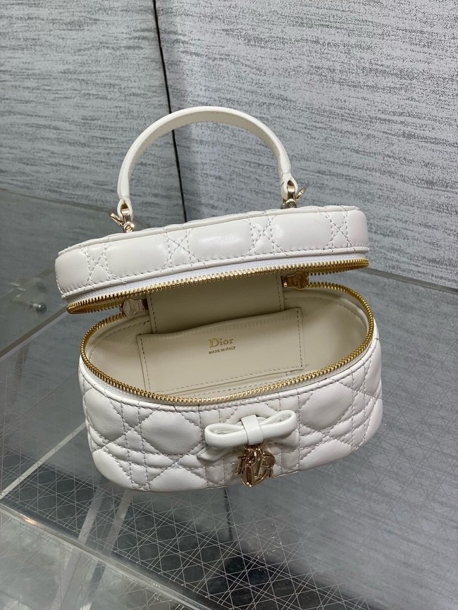 Dior Caro Mini Vanity Case Macrocannage Lambskin S5198UD Latte