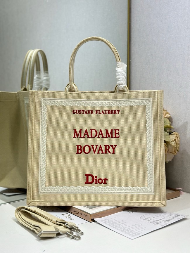 Large Dior Book Tote Book Cover Embroidery TSH295 Beige and Red
