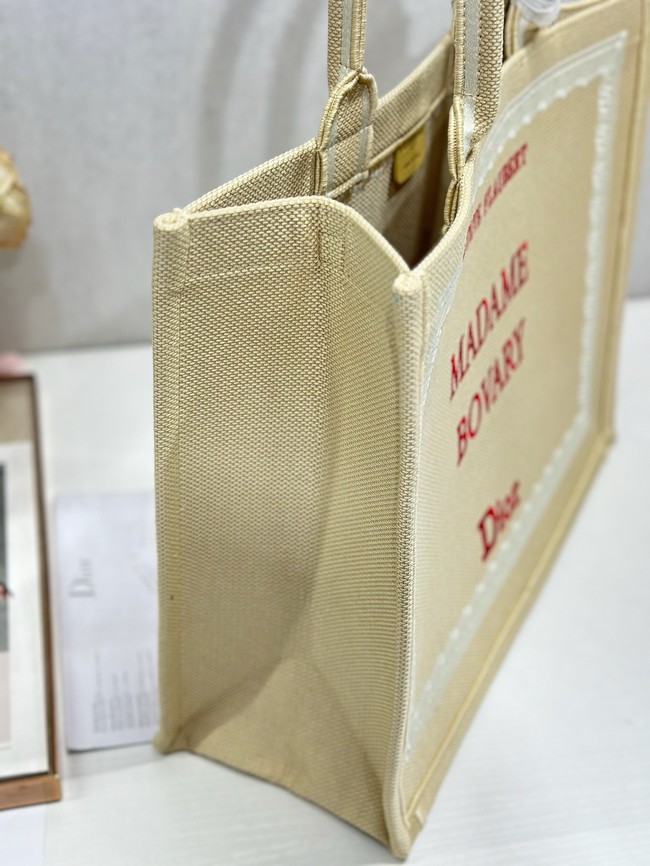 Large Dior Book Tote Book Cover Embroidery TSH295 Beige and Red