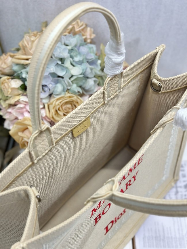 Large Dior Book Tote Book Cover Embroidery TSH295 Beige and Red