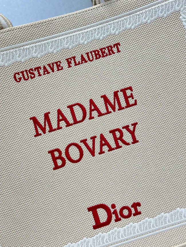 Large Dior Book Tote Book Cover Embroidery TSH295 Beige and Red