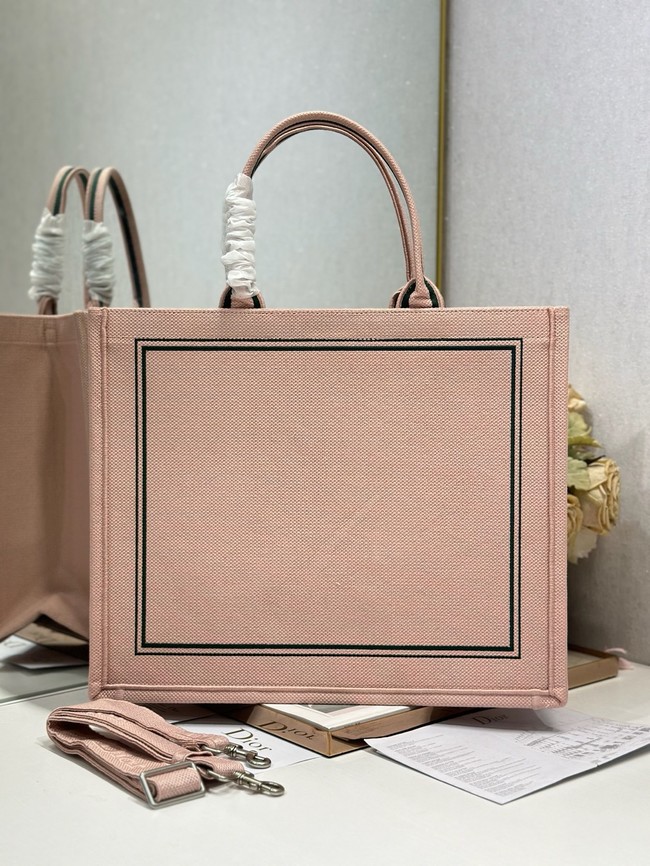 Large Dior Book Tote Book Cover Embroidery TSH295 Pink and Green