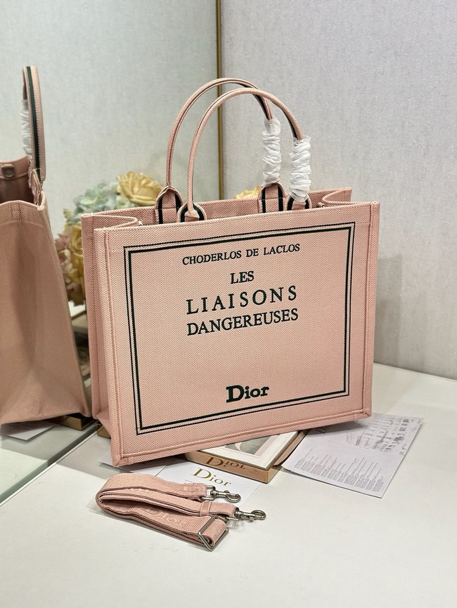 Large Dior Book Tote Book Cover Embroidery TSH295 Pink and Green