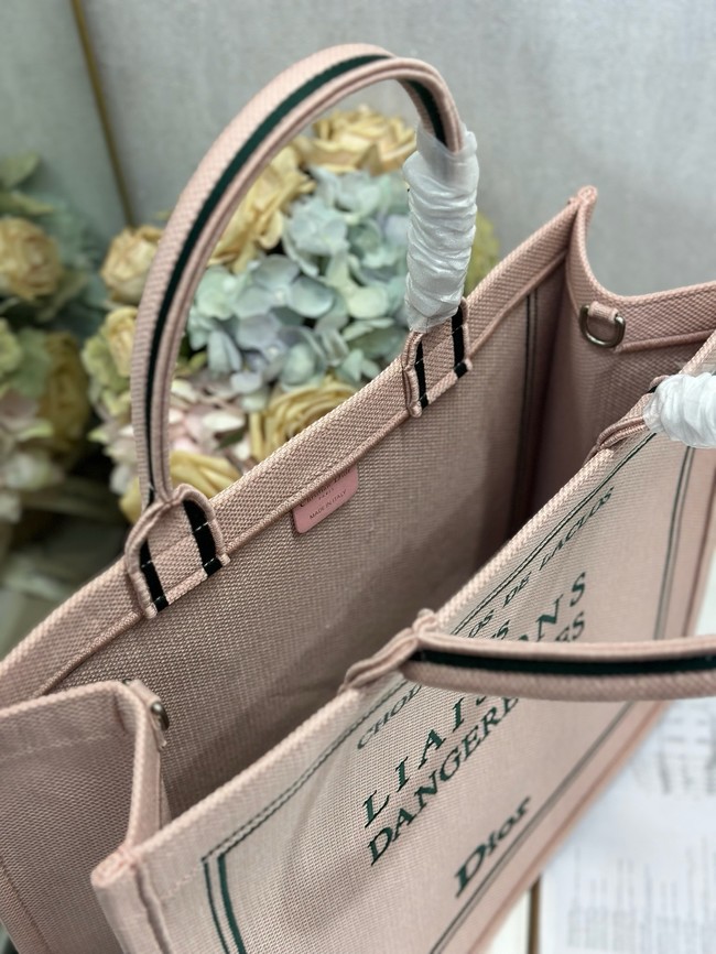 Large Dior Book Tote Book Cover Embroidery TSH295 Pink and Green