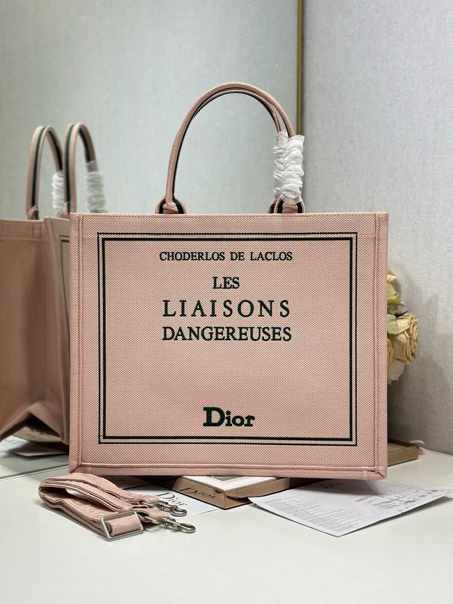 Large Dior Book Tote Book Cover Embroidery TSH295 Pink and Green