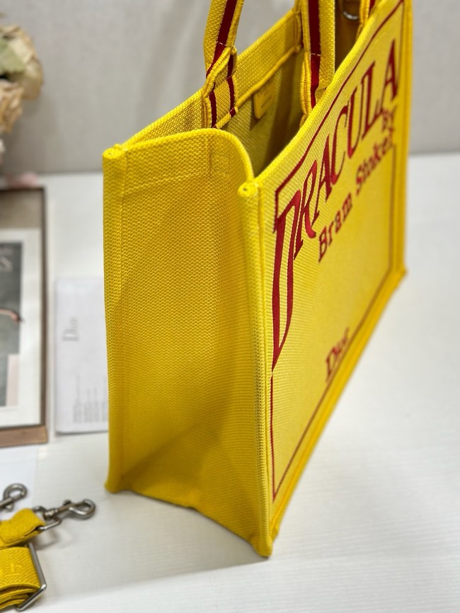 Large Dior Book Tote Book Cover Embroidery TSH295 Yellow and Red