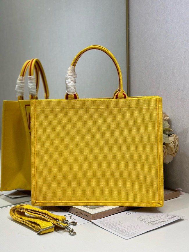 Large Dior Book Tote Book Cover Embroidery TSH295 Yellow and Red