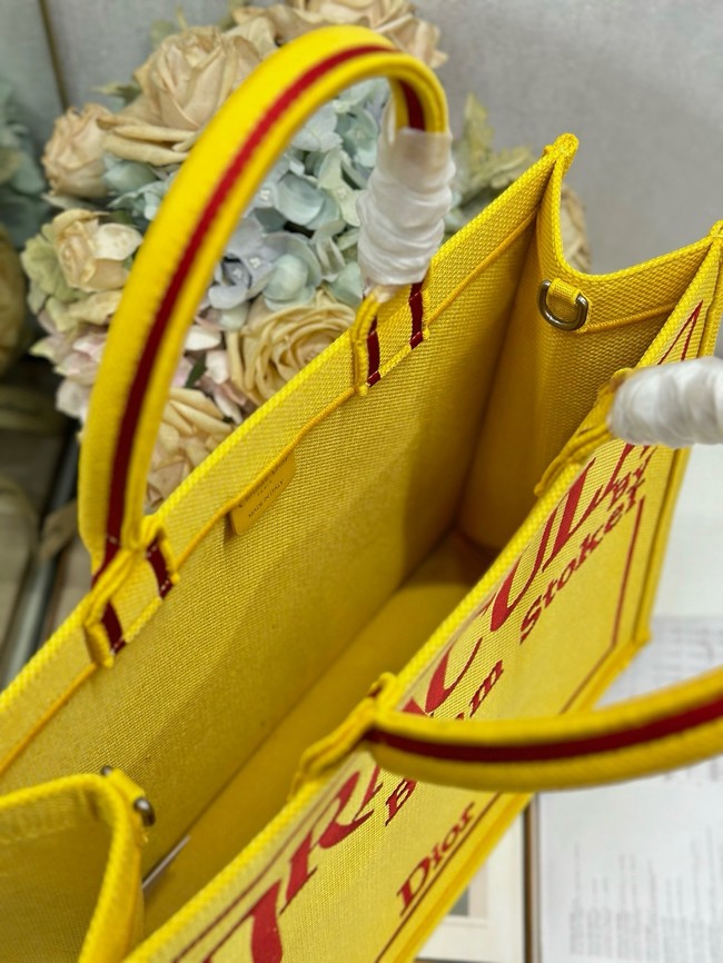Large Dior Book Tote Book Cover Embroidery TSH295 Yellow and Red
