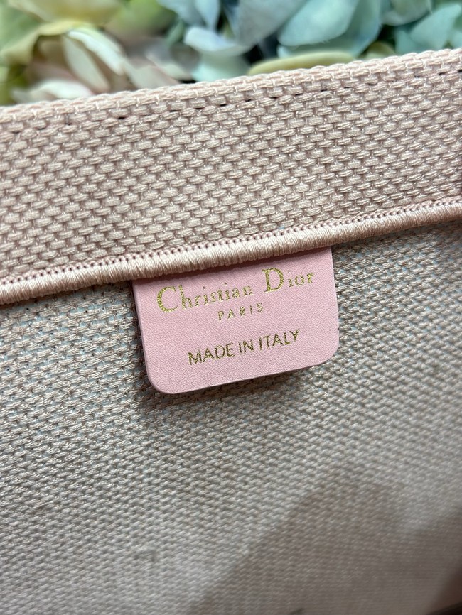 Mini Dior Book Tote with Strap Pink and Green Book Cover Embroidery S5584PE